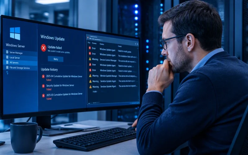 windows server update failure